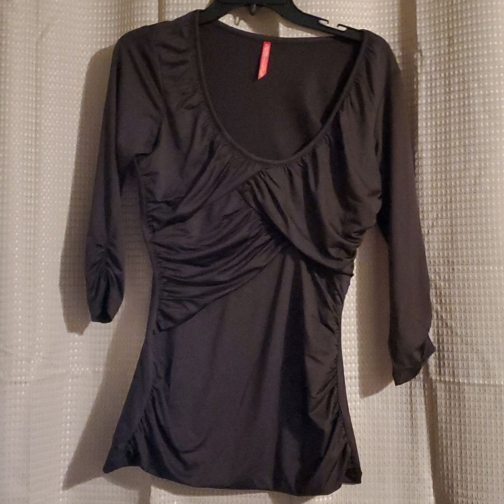 RUBY RIBBON 3/4 SLEEVE  MINK BROWN BALLET TOP M